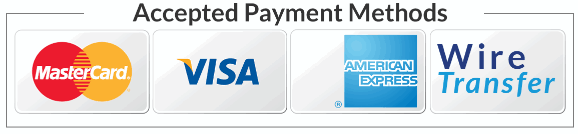 Online payment Visa, Mastercard, bank wire transfer,credit card