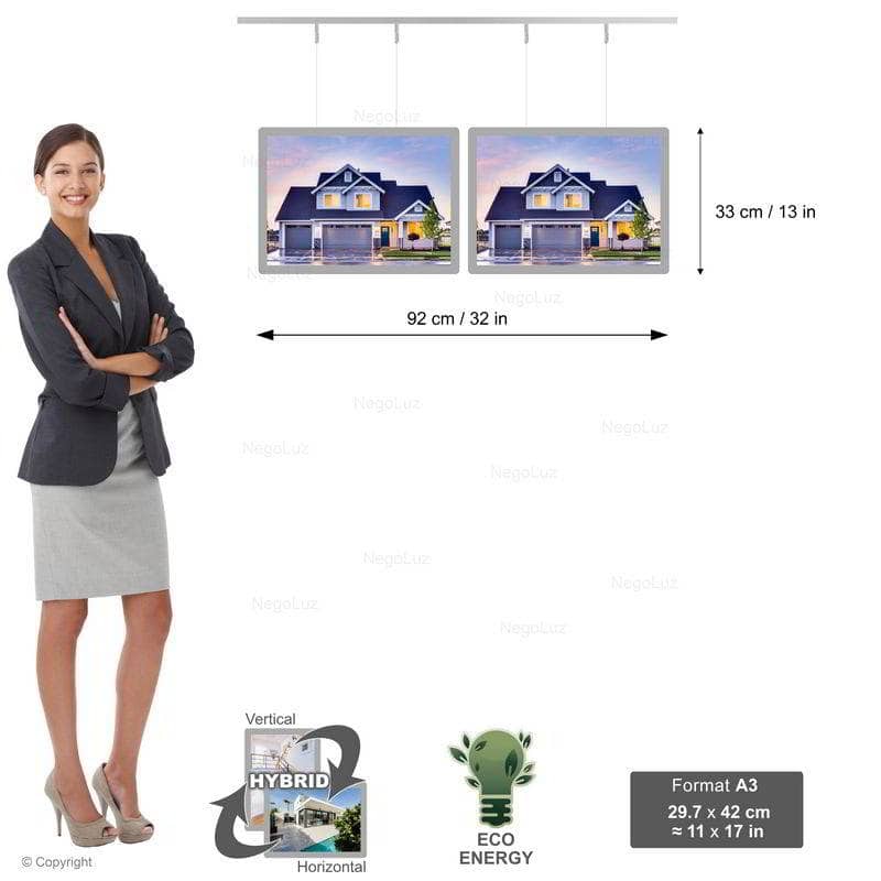 Reseller Led Light Box - NegoLuz New Zealand Porte Affiche Suspendu Vitrine Led A3h 1r2c