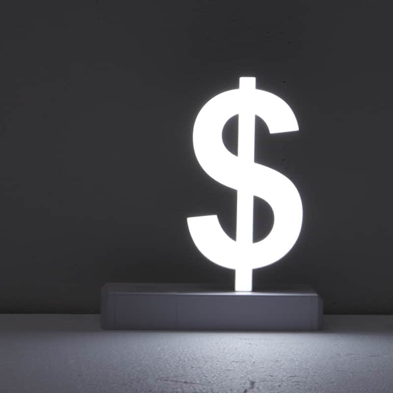Illuminated Letter Dollar Sign